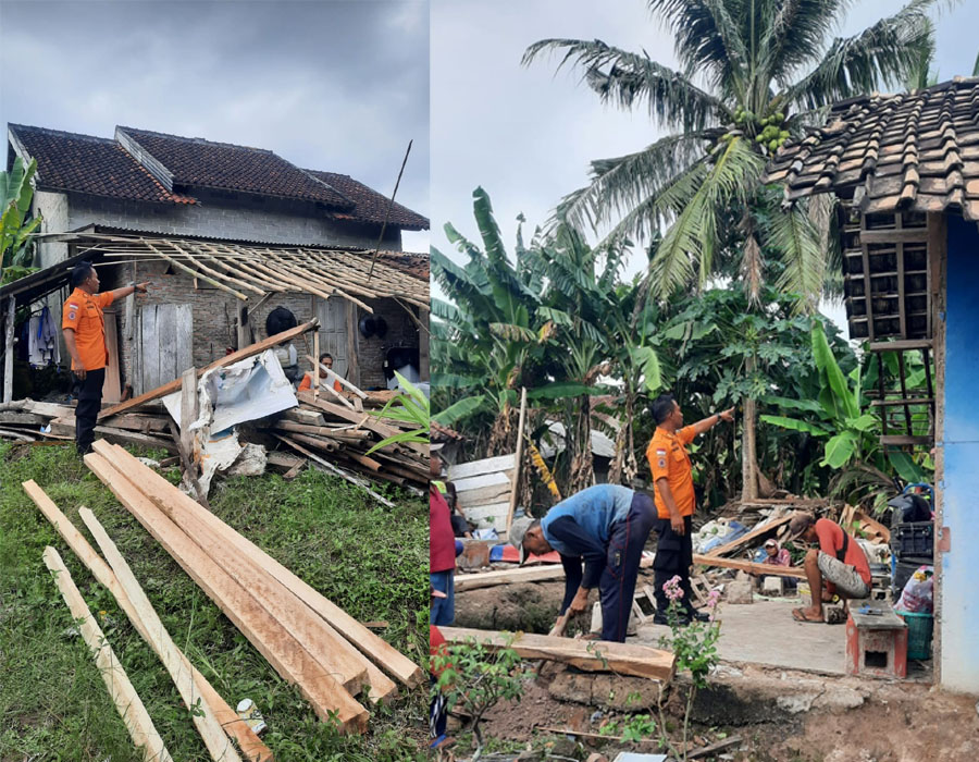Rumah Tertimpa Pohon di Ketapang, Tim TRC BPBD Lampung Selatan Turun Tangani